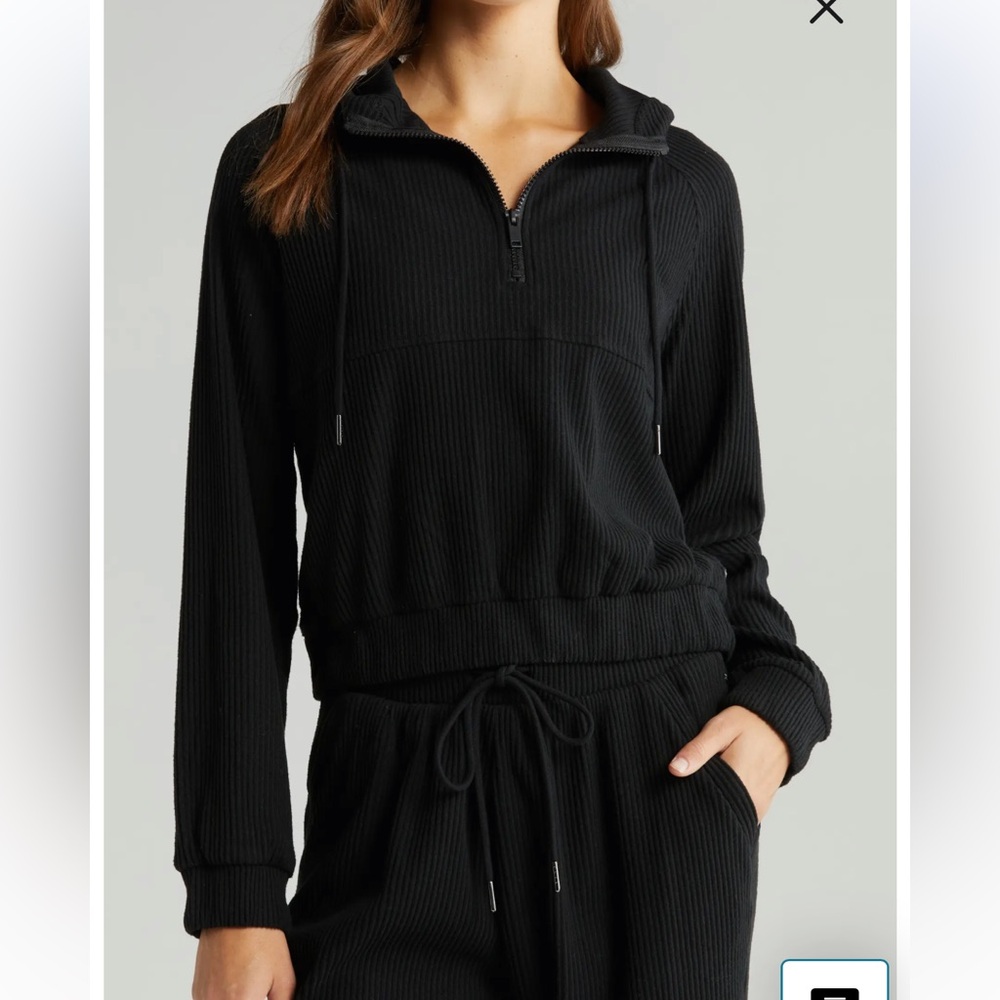 Zella Cozy Rib Half Zip Hoodie
